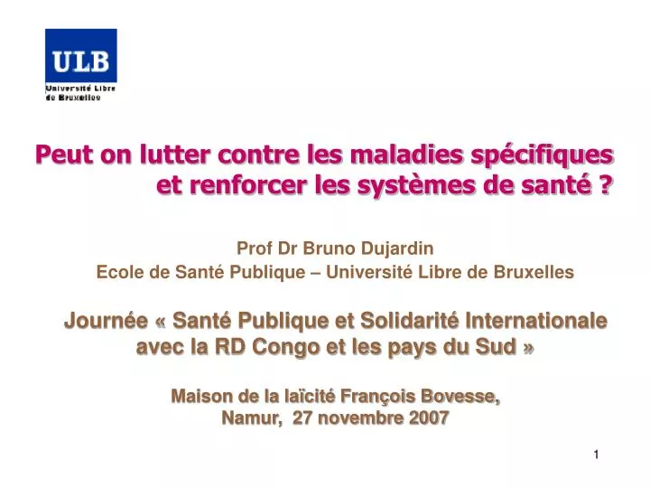 peut on lutter contre les maladies sp cifiques et renforcer les syst mes de sant