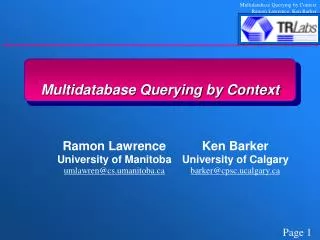 Multidatabase Querying by Context
