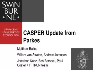 CASPER Update from Parkes