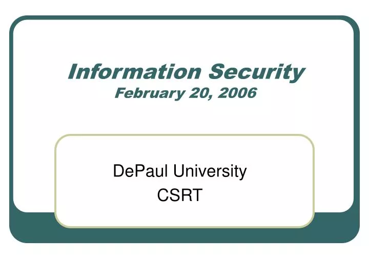 information security february 20 2006