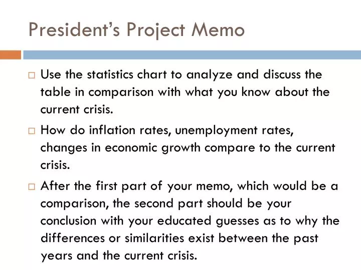 president s project memo