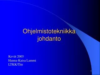 ohjelmistotekniikka johdanto