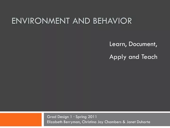 environment and behavior