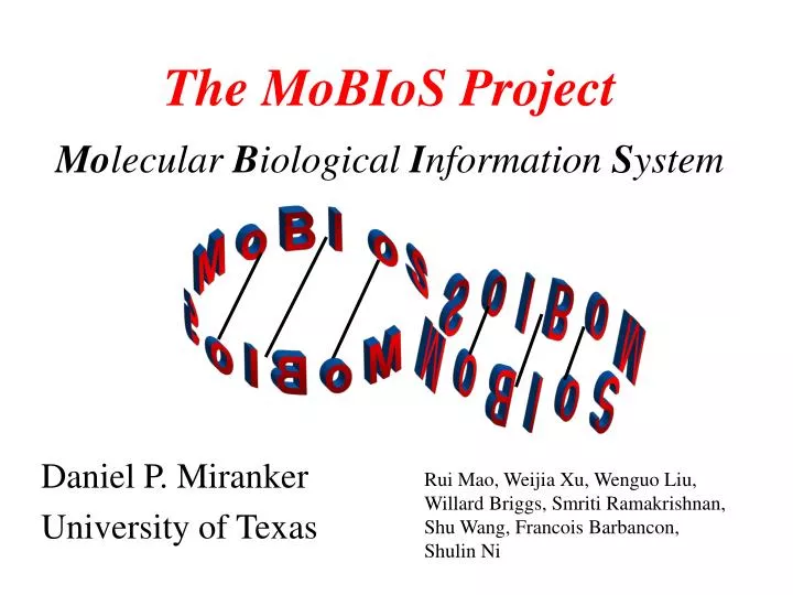 the mobios project mo lecular b iological i nformation s ystem