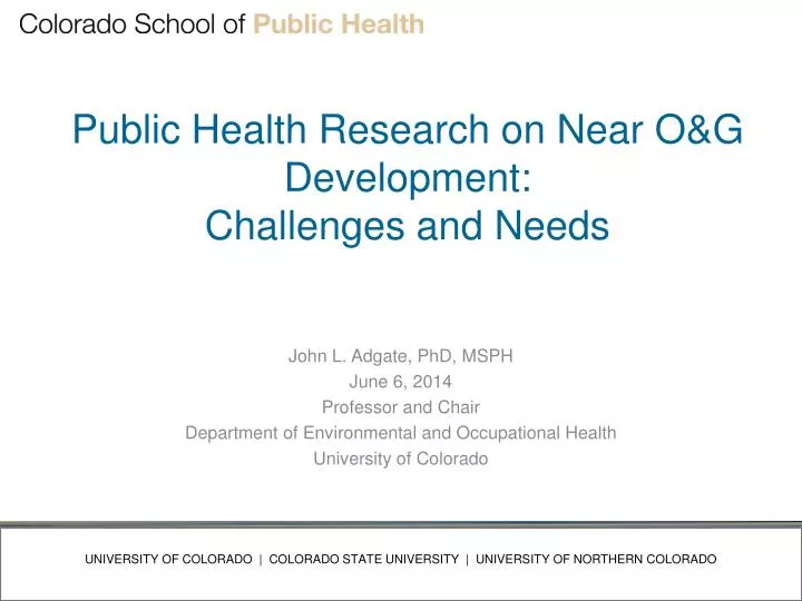 public health research on near o g development challenges and needs