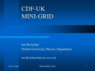 CDF-UK MINI-GRID