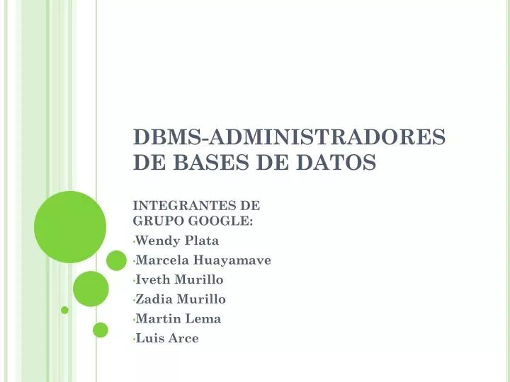 dbms administradores de bases de datos