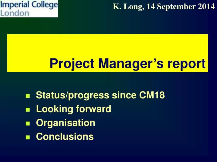 project manager s report