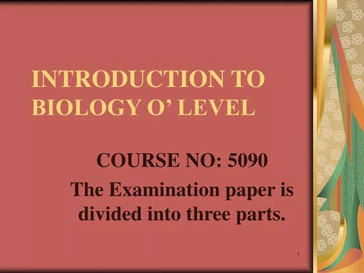 introduction to biology o level