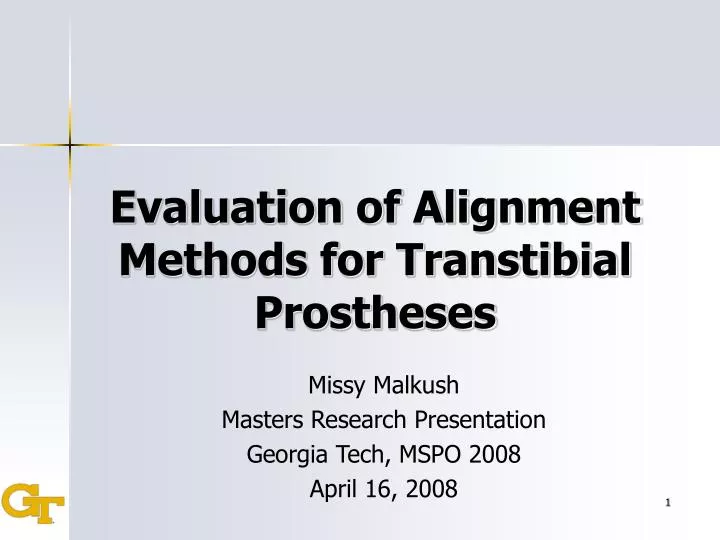 evaluation of alignment methods for transtibial prostheses