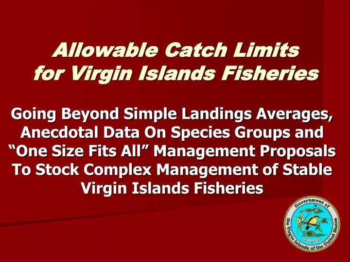 allowable catch limits for virgin islands fisheries