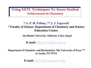 Using SATL Techniques To Assess Student Achievement In Chemistry