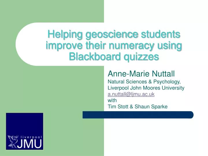 helping geoscience students improve their numeracy using blackboard quizzes