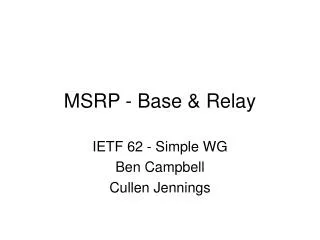 MSRP - Base &amp; Relay