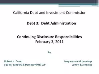 California Debt and Investment Commission