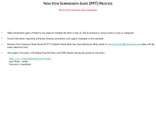 New Item Submission Slide (PPT) Process