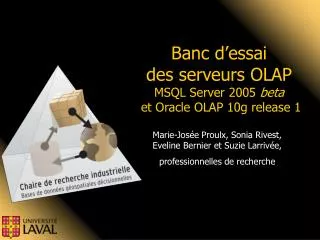 banc d essai des serveurs olap msql server 2005 beta et oracle olap 10g release 1