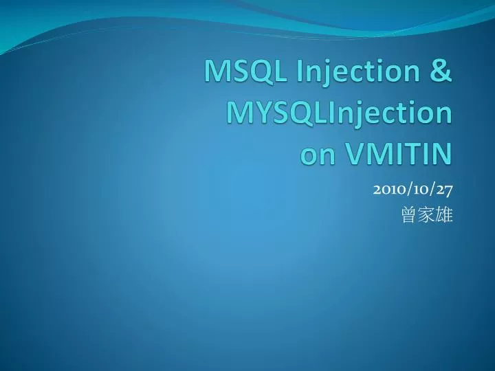 msql injection mysqlinjection on vmitin