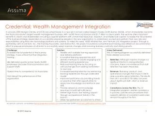 Credential: Wealth Management Integration