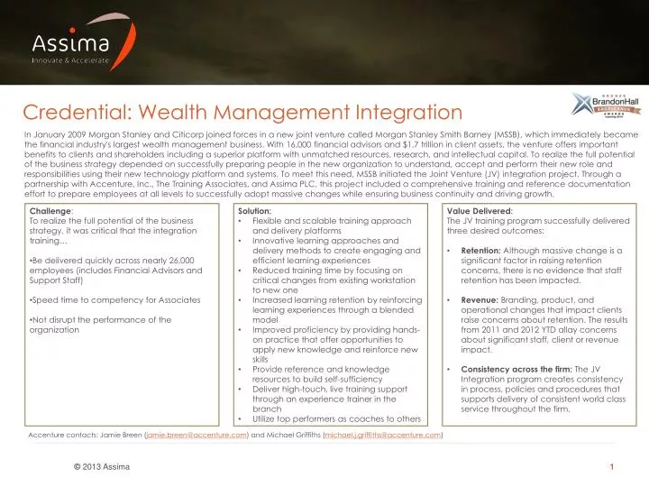 credential wealth management integration