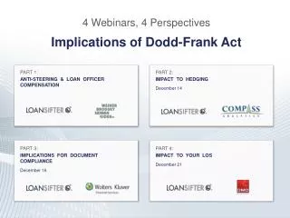 4 Webinars, 4 Perspectives Implications of Dodd-Frank Act