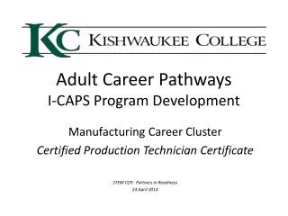 Adult Career Pathways I-CAPS Program Development