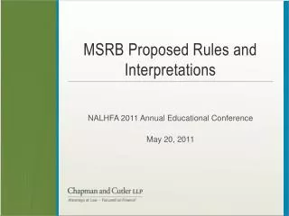 MSRB Proposed Rules and Interpretations