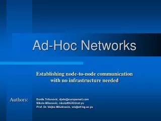 Ad-Hoc Networks
