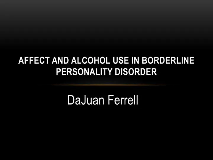 affect and alcohol use in borderline personality disorder