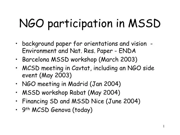 ngo participation in mssd