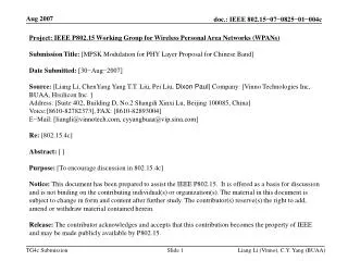 Project: IEEE P802.15 Working Group for Wireless Personal Area Networks (WPANs)