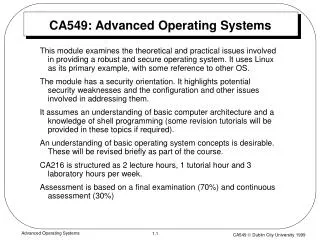 CA549: Advanced Operating Systems
