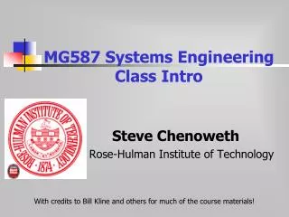 MG587 Systems Engineering Class Intro