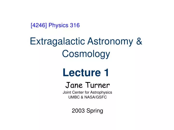 extragalactic astronomy cosmology lecture 1