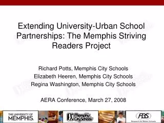 Extending University-Urban School Partnerships: The Memphis Striving Readers Project
