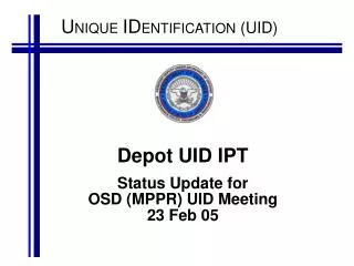 Depot UID IPT Status Update for OSD (MPPR) UID Meeting 23 Feb 05