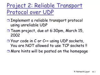 Project 2: Reliable Transport Protocol over UDP