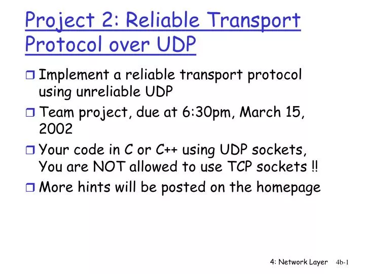 project 2 reliable transport protocol over udp