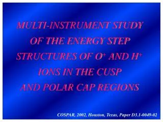 COSPAR, 2002, Houston, Texas, Paper D3.1-0049-02