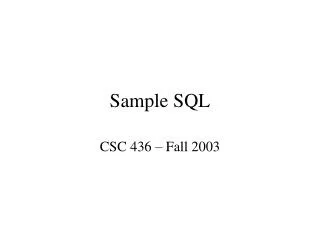 Sample SQL