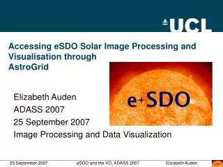 Accessing eSDO Solar Image Processing and Visualisation through AstroGrid