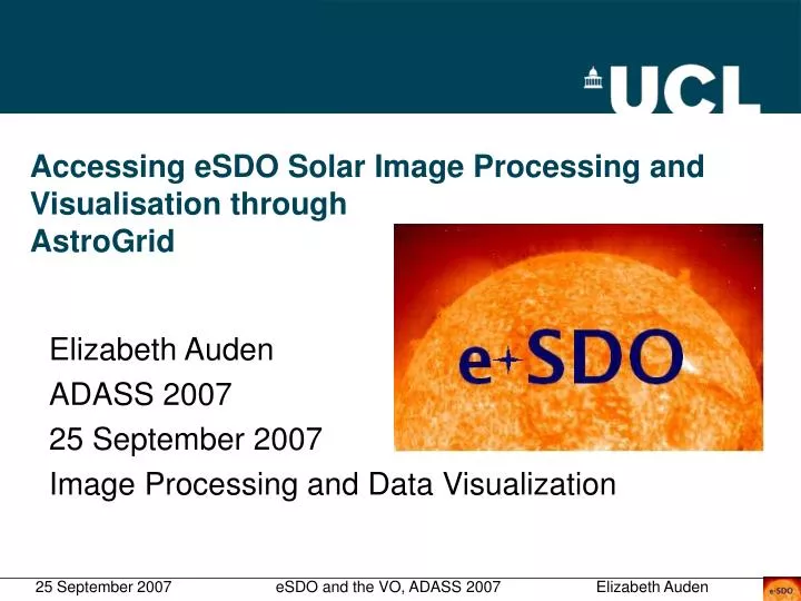 accessing esdo solar image processing and visualisation through astrogrid