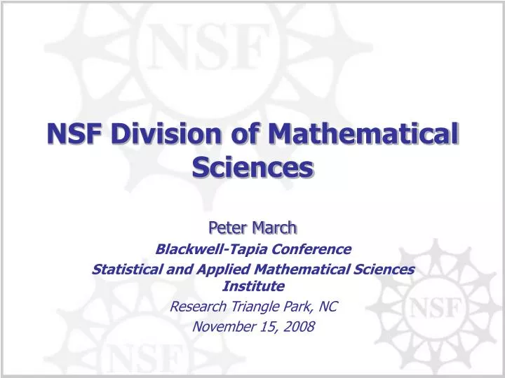 nsf division of mathematical sciences