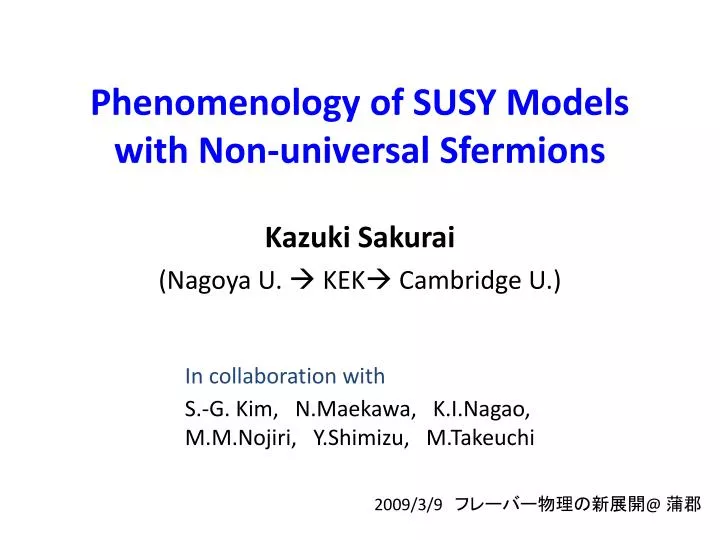 phenomenology of susy models with non universal sfermions