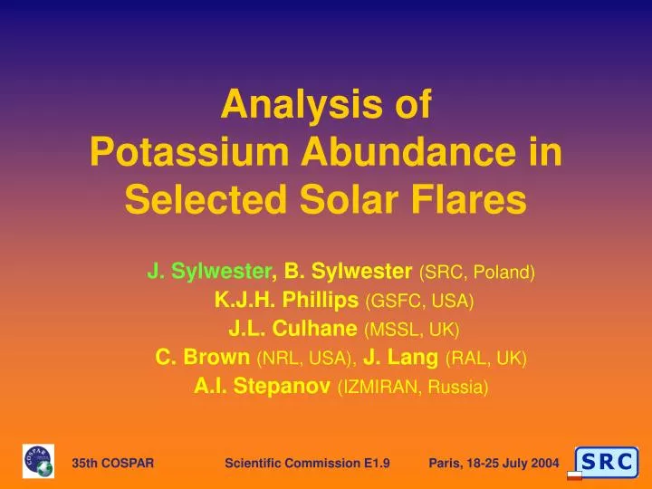 analysis of potassium abundance in selected solar flares