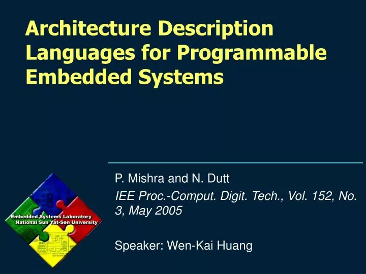 architecture description languages for programmable embedded systems