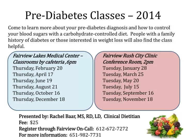 pre diabetes classes 2014