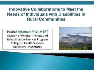 Innovative Collaborations to Meet the Needs of Individuals with Disabilities in Rural Communities