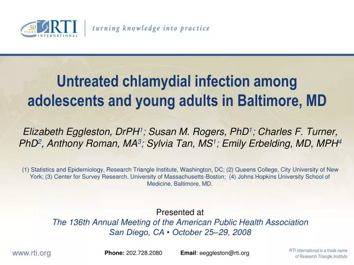 untreated chlamydial infection among adolescents and young adults in baltimore md
