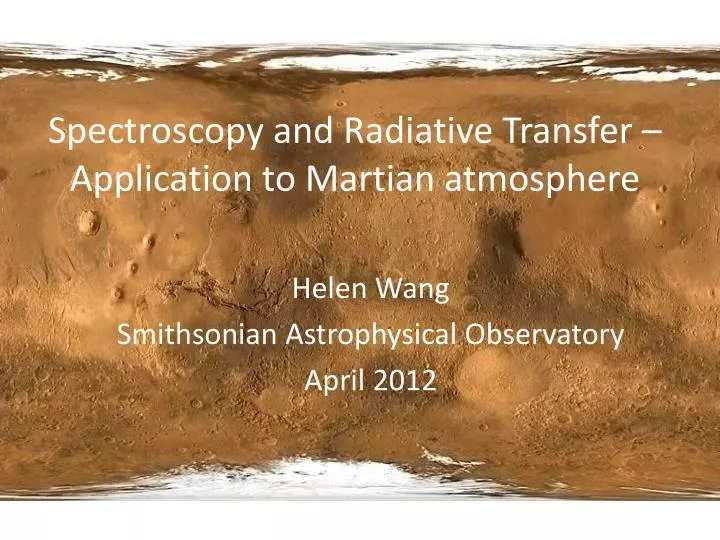 spectroscopy and radiative transfer application to martian atmosphere